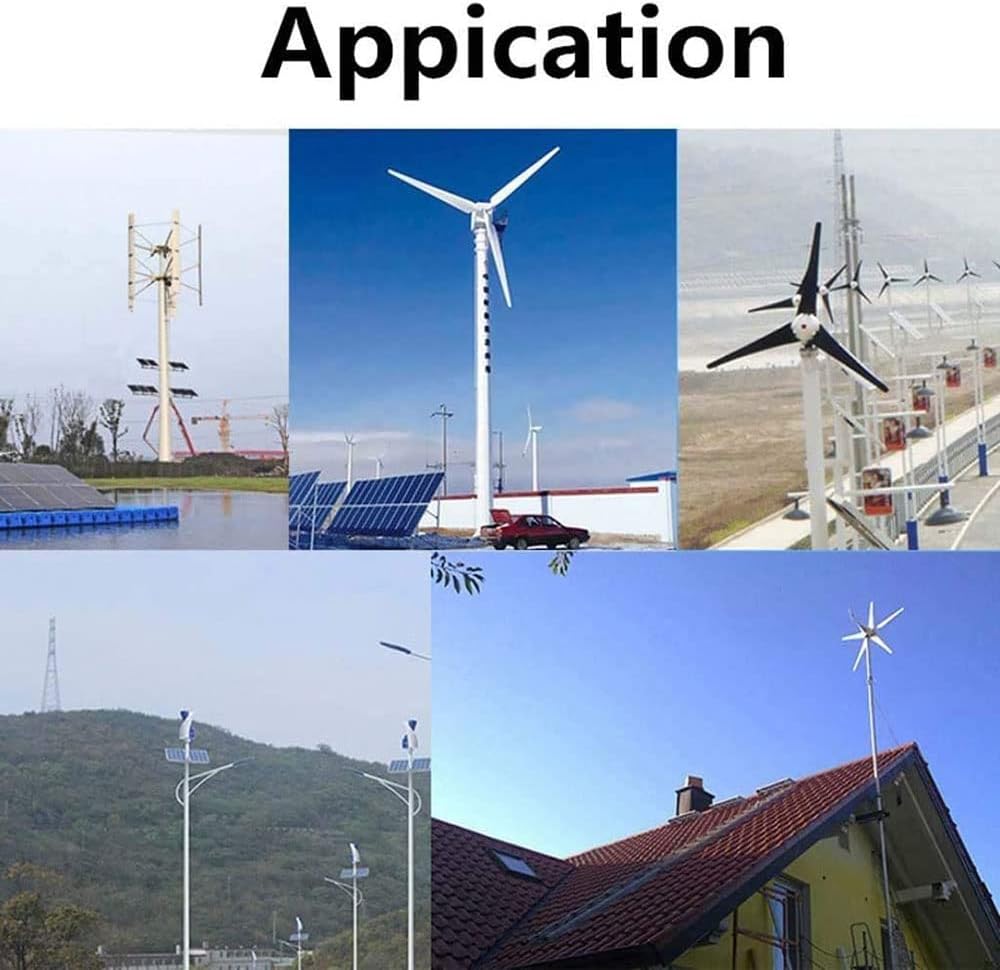 風力タービン、6ブレード+コントローラー風力タービン 水平ホーム風力発電機 パワー風車 エネルギータービン 充電、12V (24V)