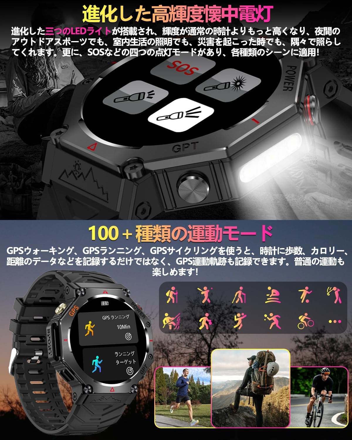 Smart Watch (2025 Industry's Latest Masterpiece, ChatGPT Built-In AI Dial, Built-in GPS), High Brightness Flashlight, Military Standard, 1.39 Inch Large Screen, Sports Watch, 3 ATM Waterproof