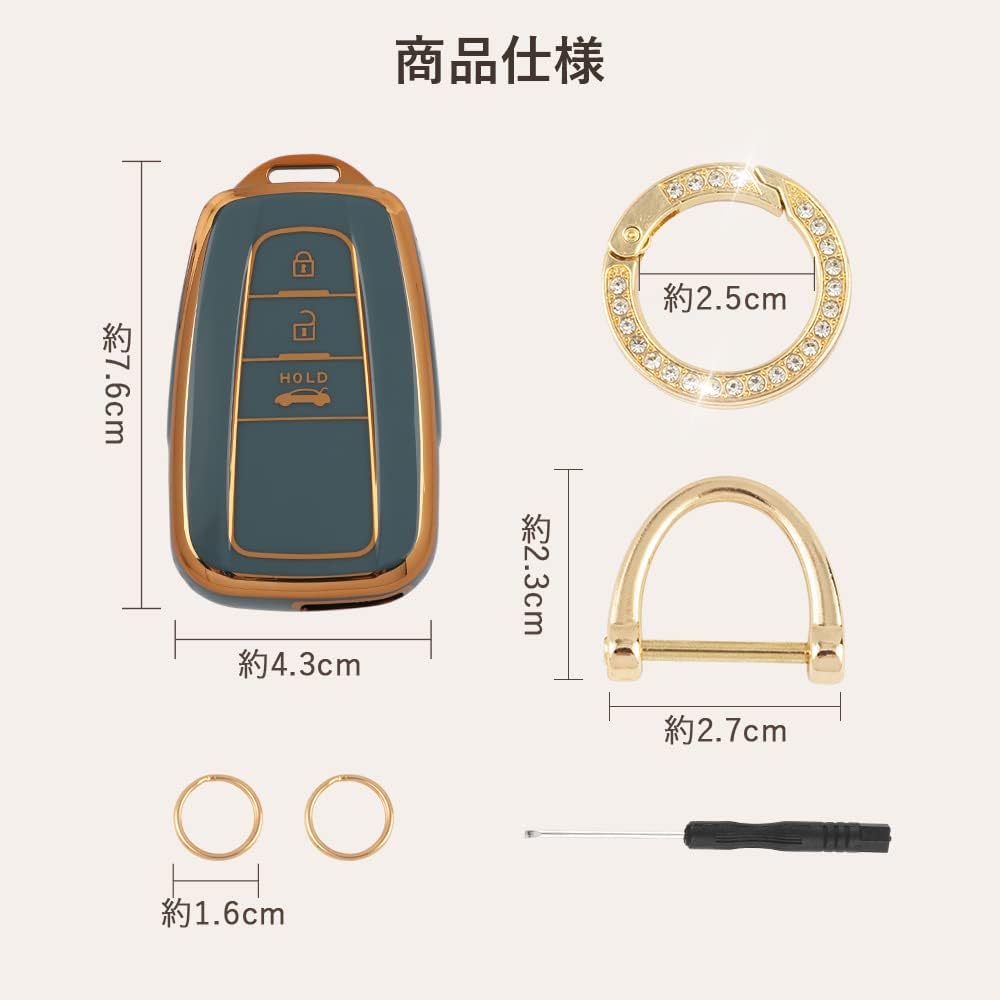Key Cover, 3 Buttons, C-HR, New Model Prius, 50 Series, Camry, 70 Series, Corolla Sports, Corolla Sedan Crown, RAV4, 50 Series, Mirai, Key Holder, Smart Key Case, For Toyota, Accessories, Key