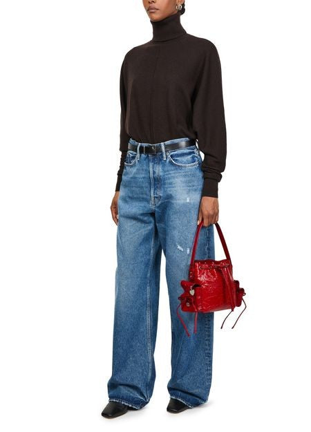 ACNE Multipocket mini bucket bag crinkled patent - Image 8
