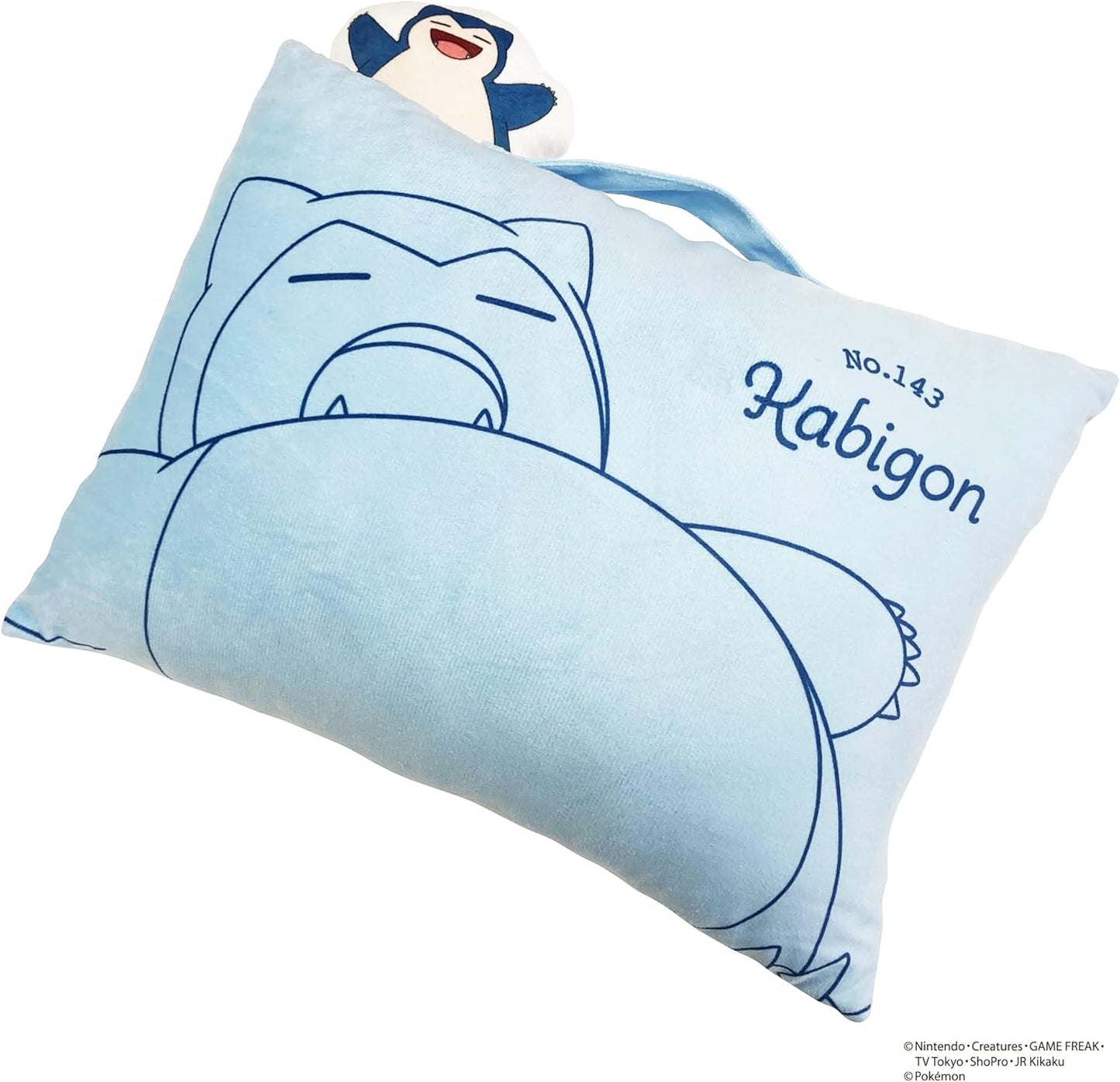 MORiPiLO Plush Pillow Pokemon KABYON (with Mascot) Handle Attached Compact Cushion Goods Stuffed Toy Nap Pillow 11 x 15.4 x 3.5 inches (28 x 39 x 9 cm) Blue Character Pillow by Morishita