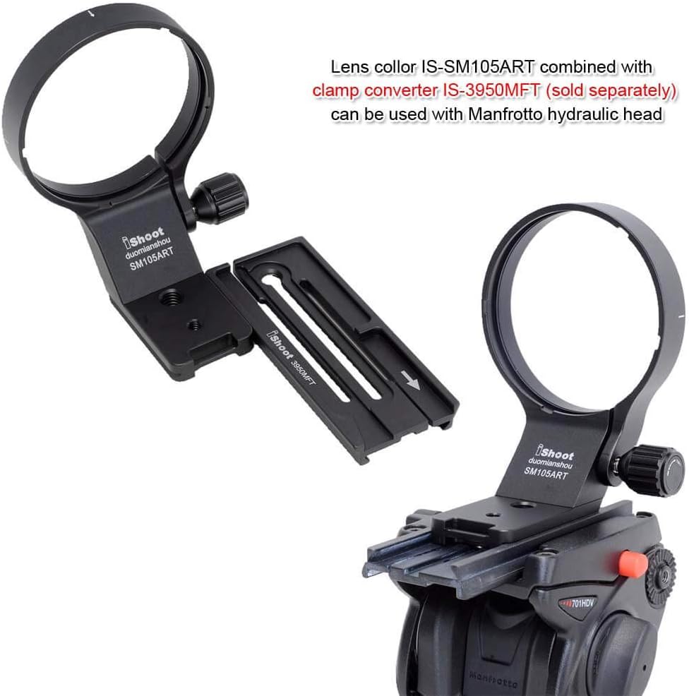 iShoot Metal Camera Ring Tripod Mount Ring, Lens Support Collar, Lens Bracket Collar, Tripod Socket, Sigma 100-400mm f/5-6.3 DG DN OS & Sigma 105mm f/1.4 DG HSM Art, Bottom Quick Release Plate with