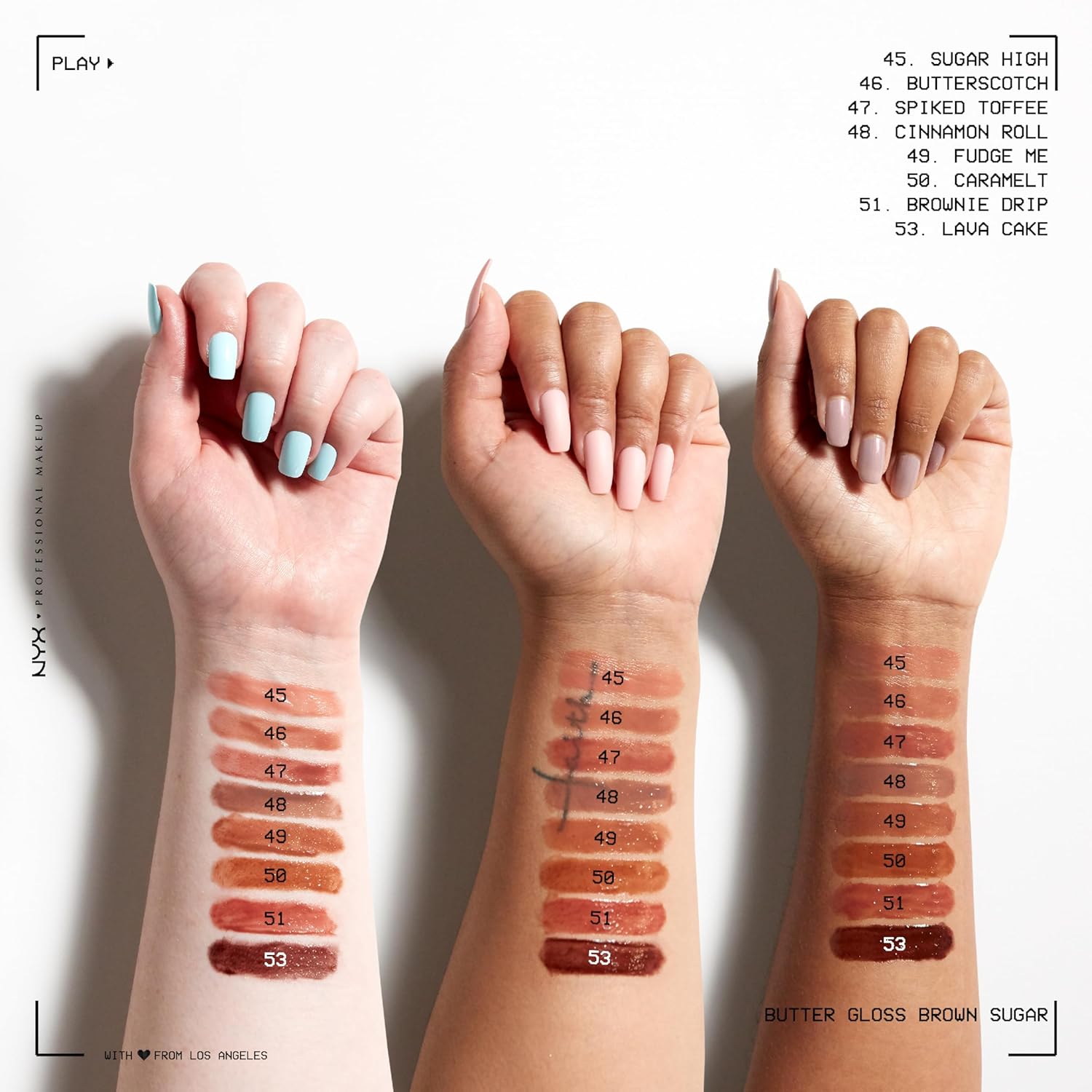 NYX MAQUILLAJE PROFESIONAL Brillo de mantequilla, brillo de labios no pegajoso - Tiramisu (Brown)