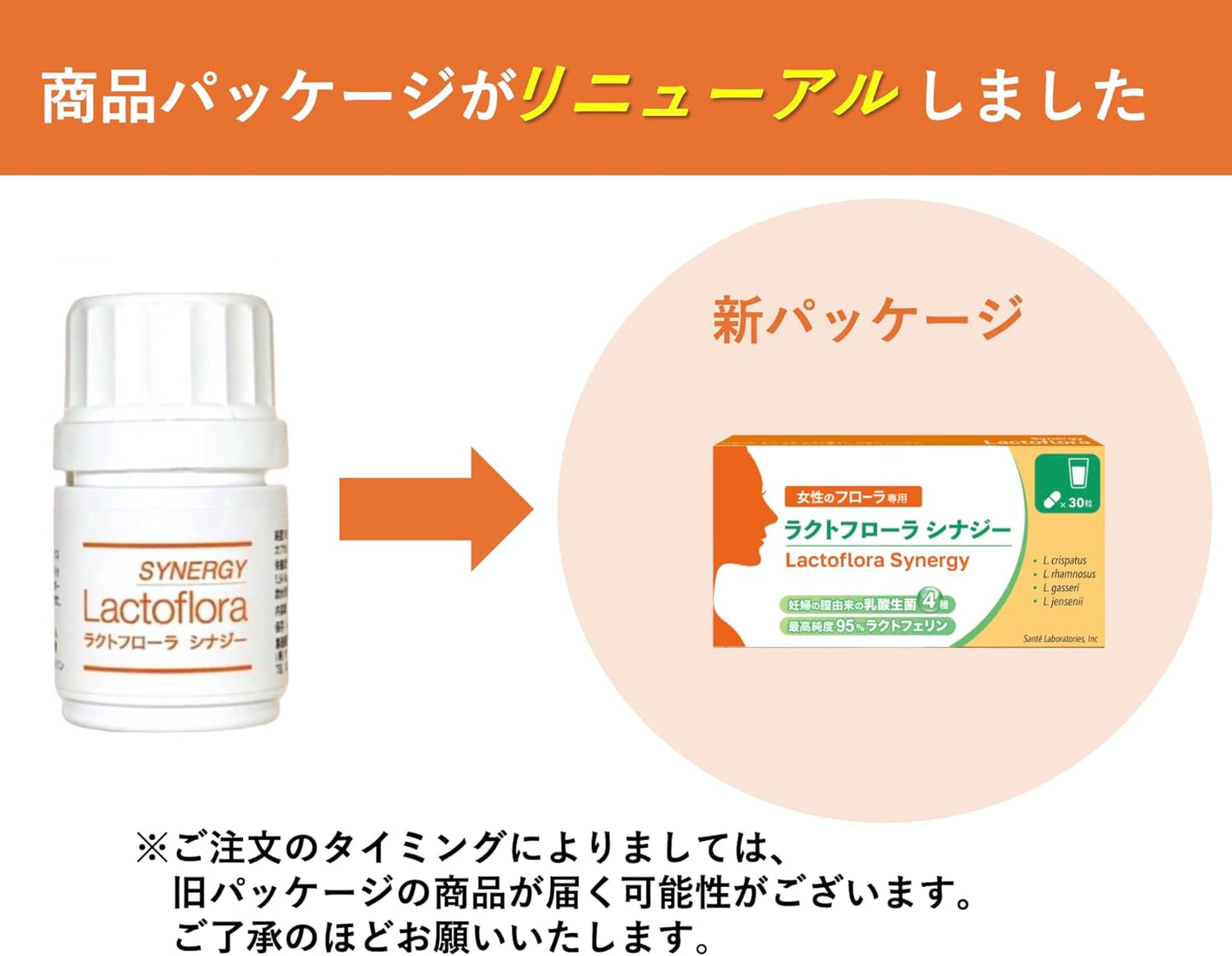 Lacto Flora Synergy W Effect (Contains 4 types of live Lactobacillus bacteria + 95% pure lactoferrin 150mg) Enteric-soluble capsule Single item