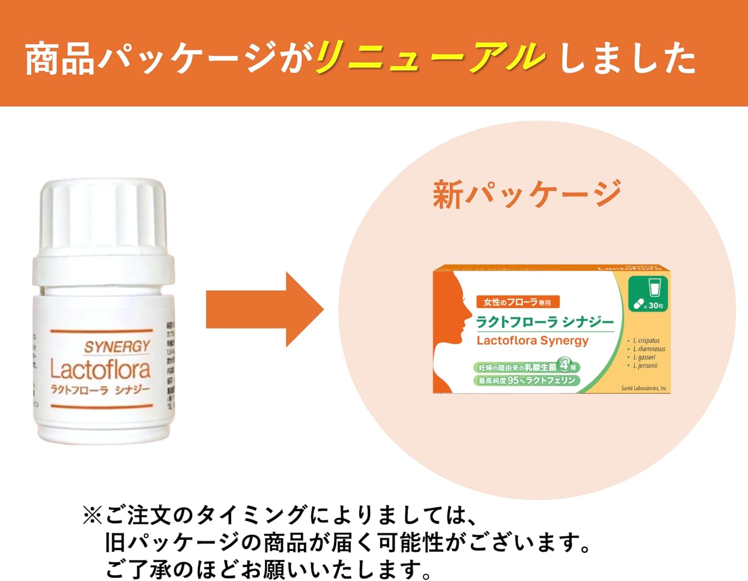 Lacto Flora Synergy W Effect (Contains 4 types of live Lactobacillus bacteria + 95% pure lactoferrin 150mg) Enteric-soluble capsule Single item