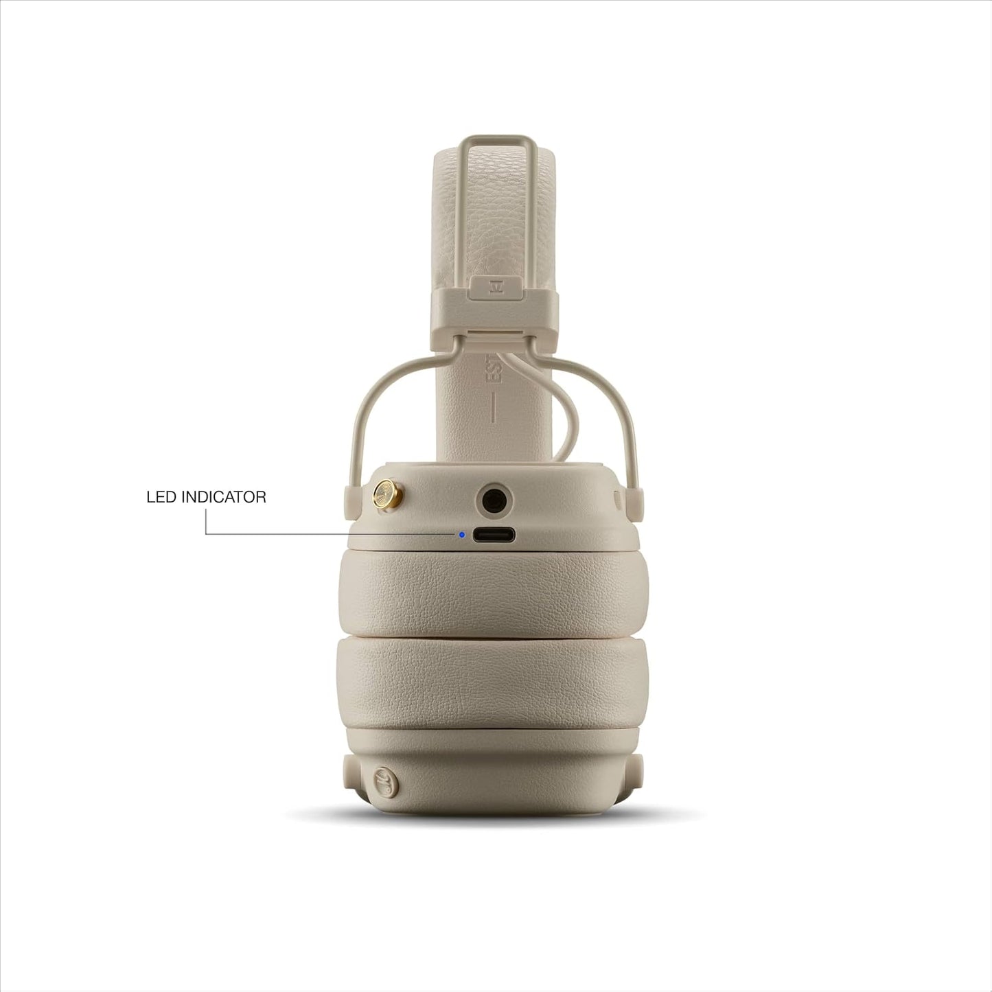 Marshall Major V Wireless On-Ear Headphones Cream, Bluetooth, 100 Hours of Continuous Playback, Qi Charging Compatible, Call Compatible