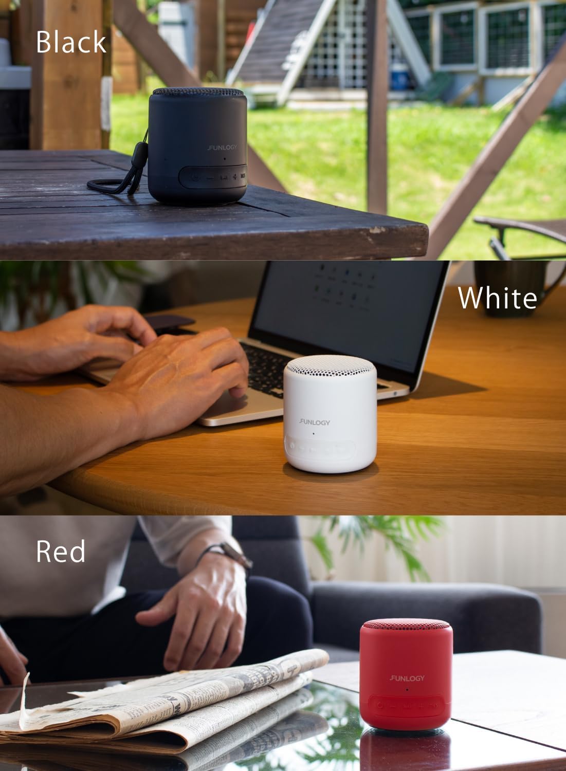 FUNLOGY Portable Mini (Speaker/Portable Speaker) [VGP2024 Award] Waterproof/Compact/Type-C Rechargeable/Built-in Battery/Bluetooth Compatible/Wireless/IP67 Can be used in the bath/PC and smartphone