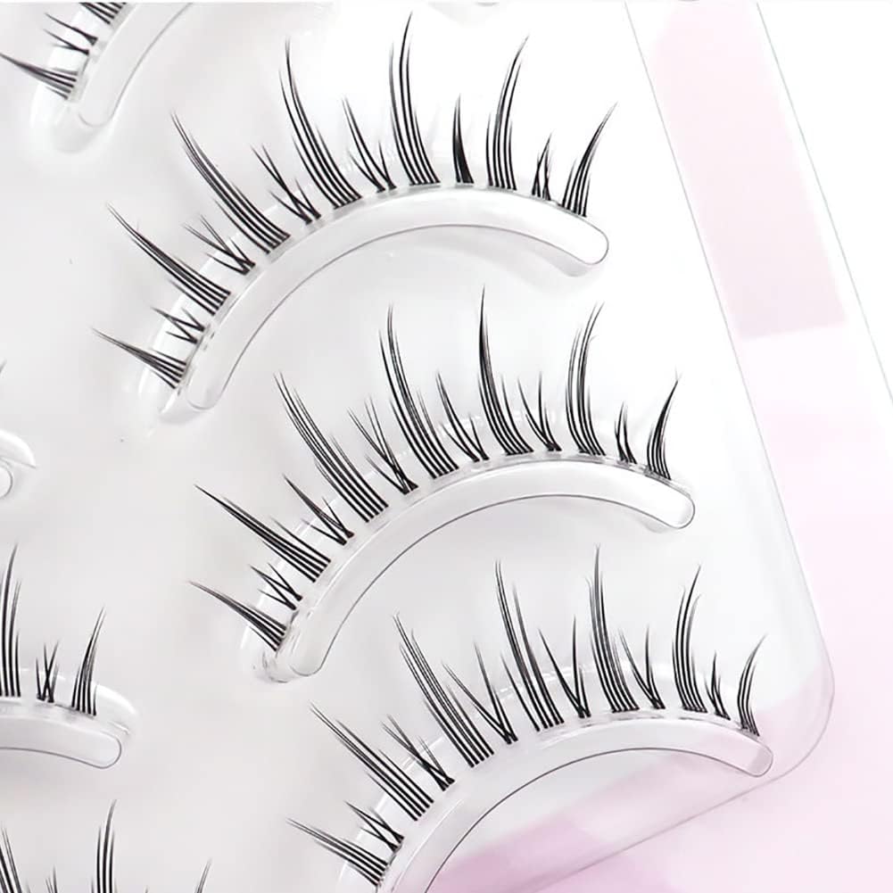 False Eyelashes, 4D False Eyelashes, Natural False Eyelashes, Ultra Lightweight, Soft, Handmade False Eyelashes Clustered Transparent Axis 5 Pairs H22T