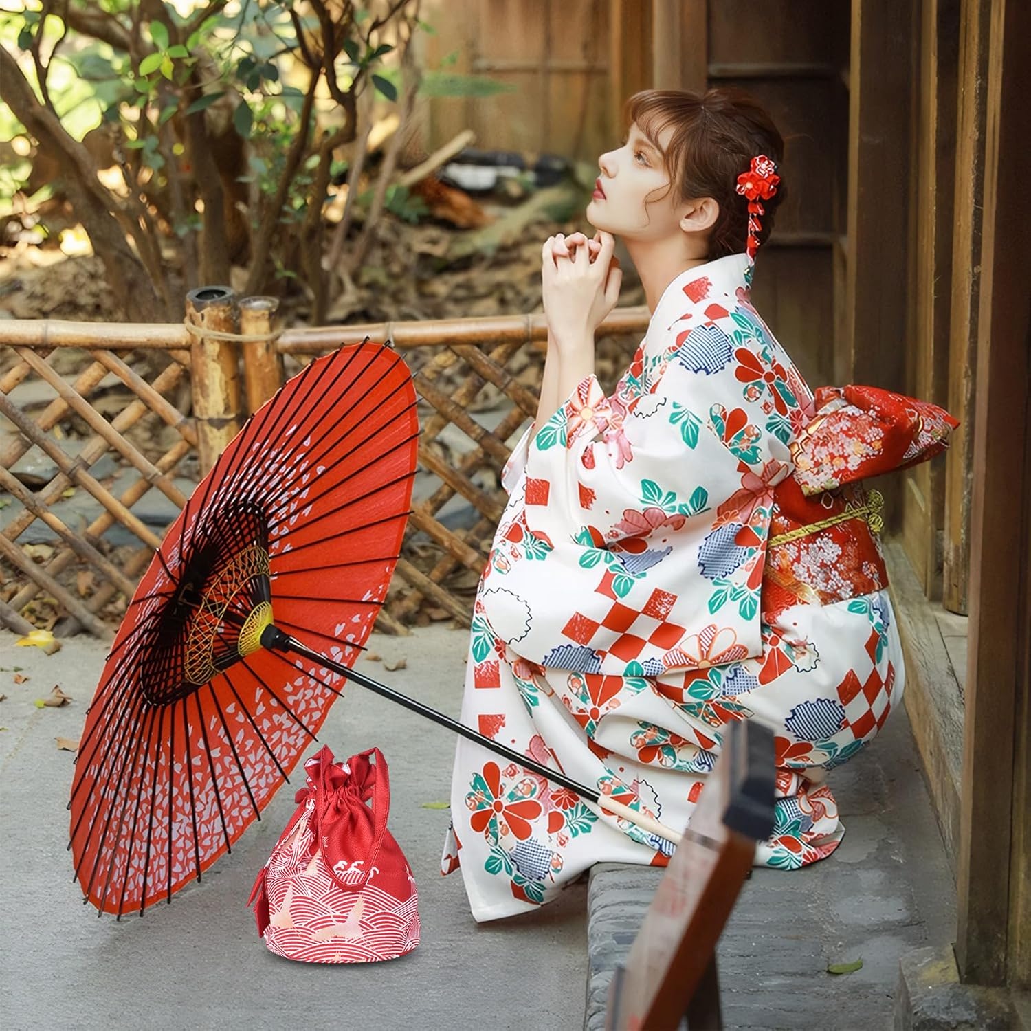 Yukata Bag, Drawstring Kimono, Kimono, Handbag, Cute, Hakama, Clothing, Japanese Accessories, Drawstring Bag, Japanese Pattern, Graduation Ceremony, Wedding, Fireworks Display, Shichi-Go-San Summer