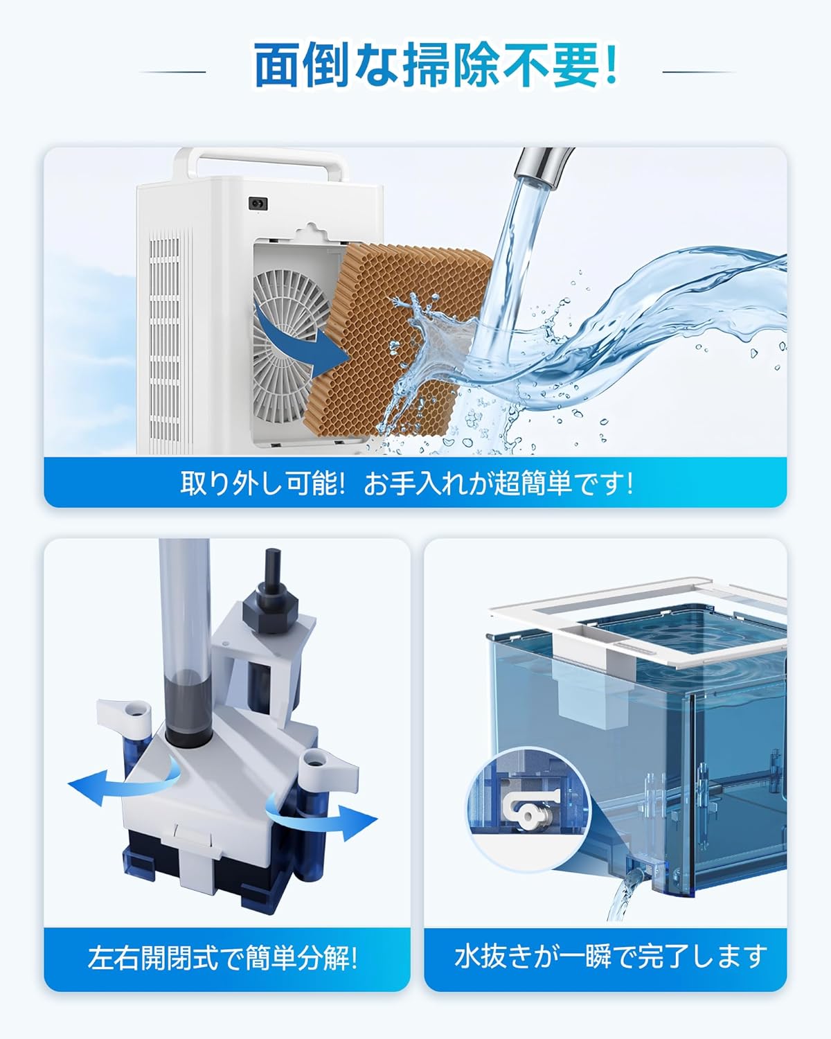Cooling Fan, Powerful 2.0 gal (10 L) Water Tank + 6 Dedicated Cooling Pack (2026 Industry New Model Cooling Fan, Three Side Air Suction), Large Capacity, LED Touch Operation, High Efficiency