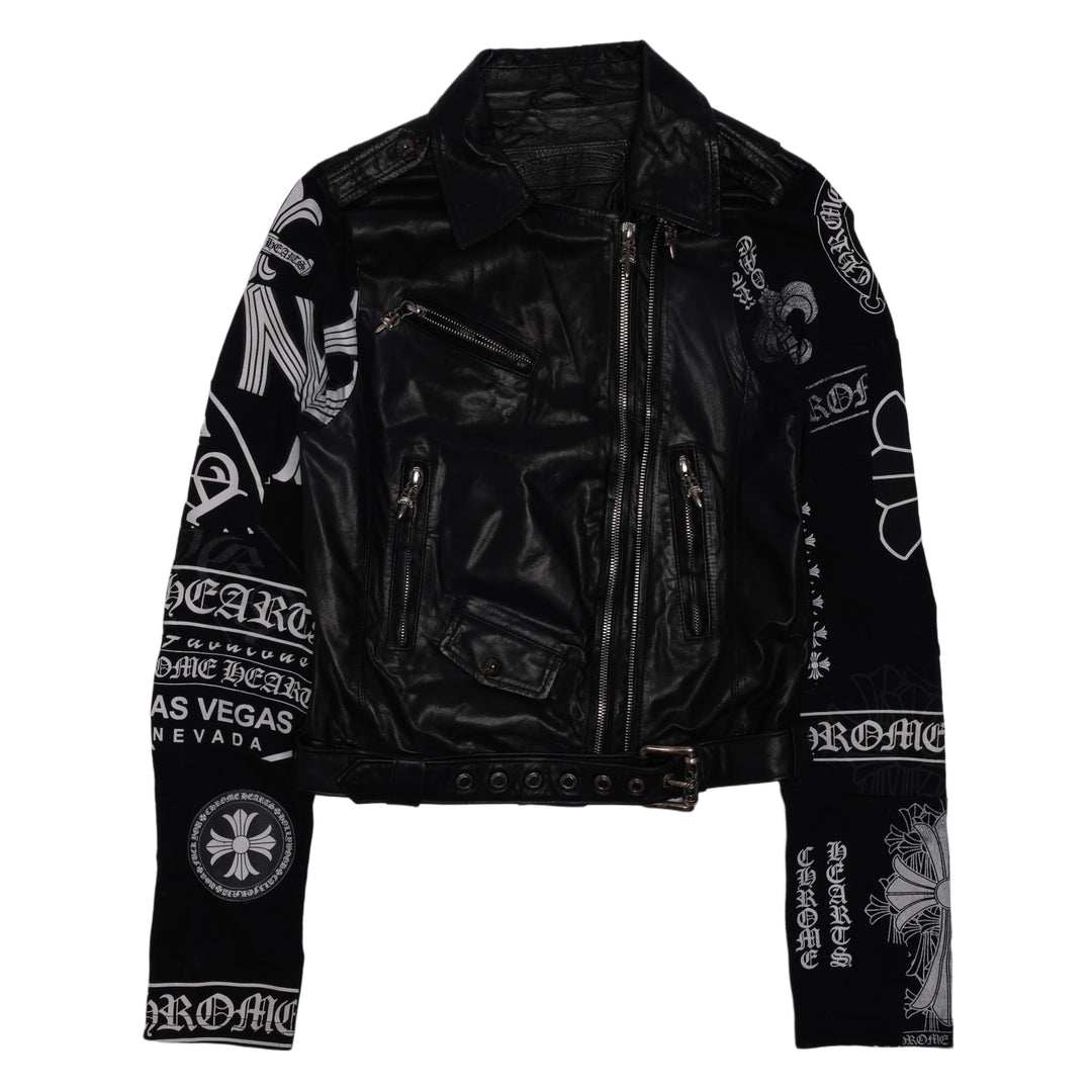 CHROME HEARTS WOMEN'S 'LAS VEGAS EXCLUSIVE' LEATHER BLACK BIKER JACKET