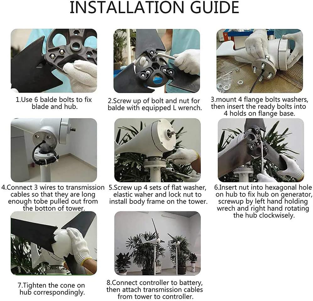 風力タービン、風力タービンジェネレーター 12V 水平風力発電機 風車 エネルギー タービン ホームキャンプ用、A (C)