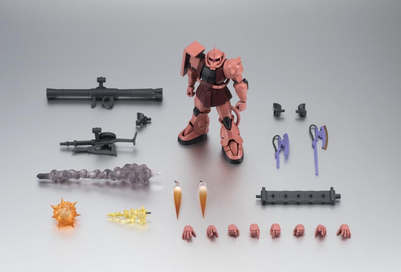 TAMASHII NATIONS ROBOT SPIRITS Mobile Suit Gundam MS-06S Char Custom Zaku Ver. A.N.I.M.E. (Resale Version), Approx. 4.9 in (125 mm), Made of PVC & ABS, Painted Articulated Figure