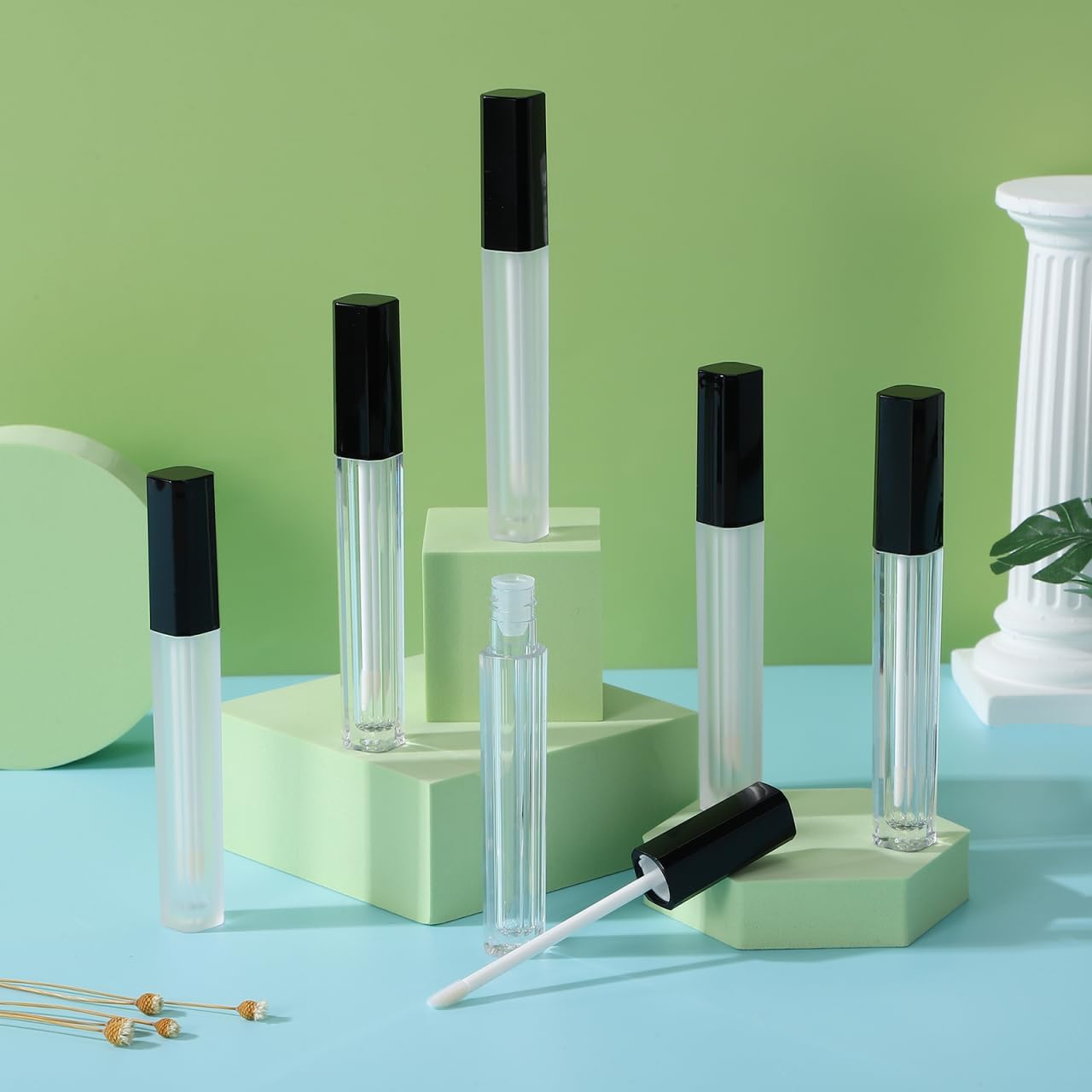 FRCOLOR 6pcs Fashion Lip Gloss Tube Lip Sub Package Bottle Lip Gloss Container Empty Gloss Tube DIY Lip Gloss Bottle Lipstick Tube Lip Tube Black