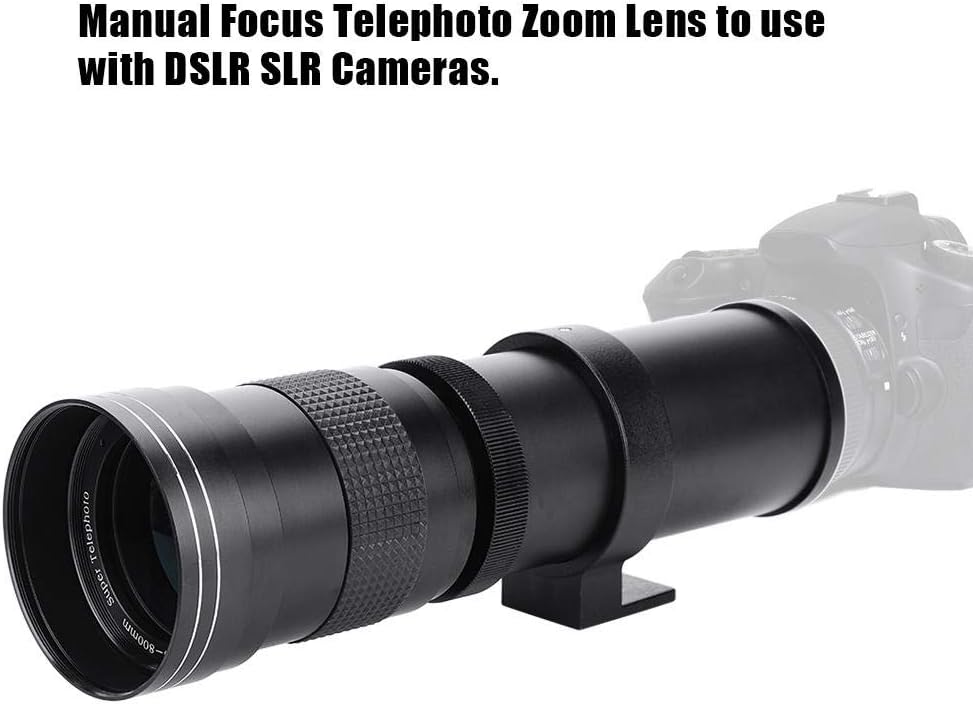 Telephoto Lens, 420-800mm F/8.3-16 Telephoto Lens Manual Zoom Lens for DSLR Cameras (Canon EF Mount)