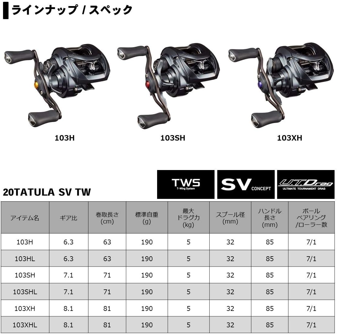 ダイワ(DAIWA) ベイトリール 20 TATULA SV TW タトゥーラ (右/左ハンドル) (2020モデル)