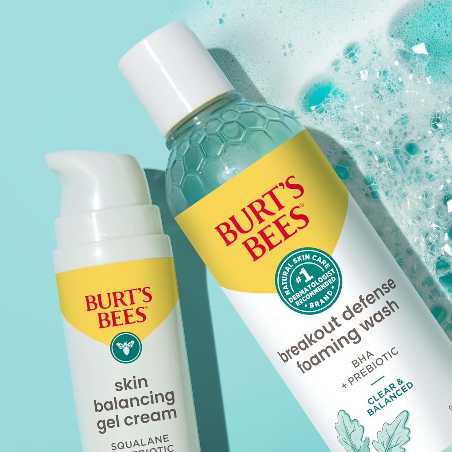 Burt's Bees Lavado facial espumoso, limpiador BHA Breakout Defense para todo tipo de piel, elimina las impurezas y el exceso de aceite facial, con un prebiótico, 8 onzas.