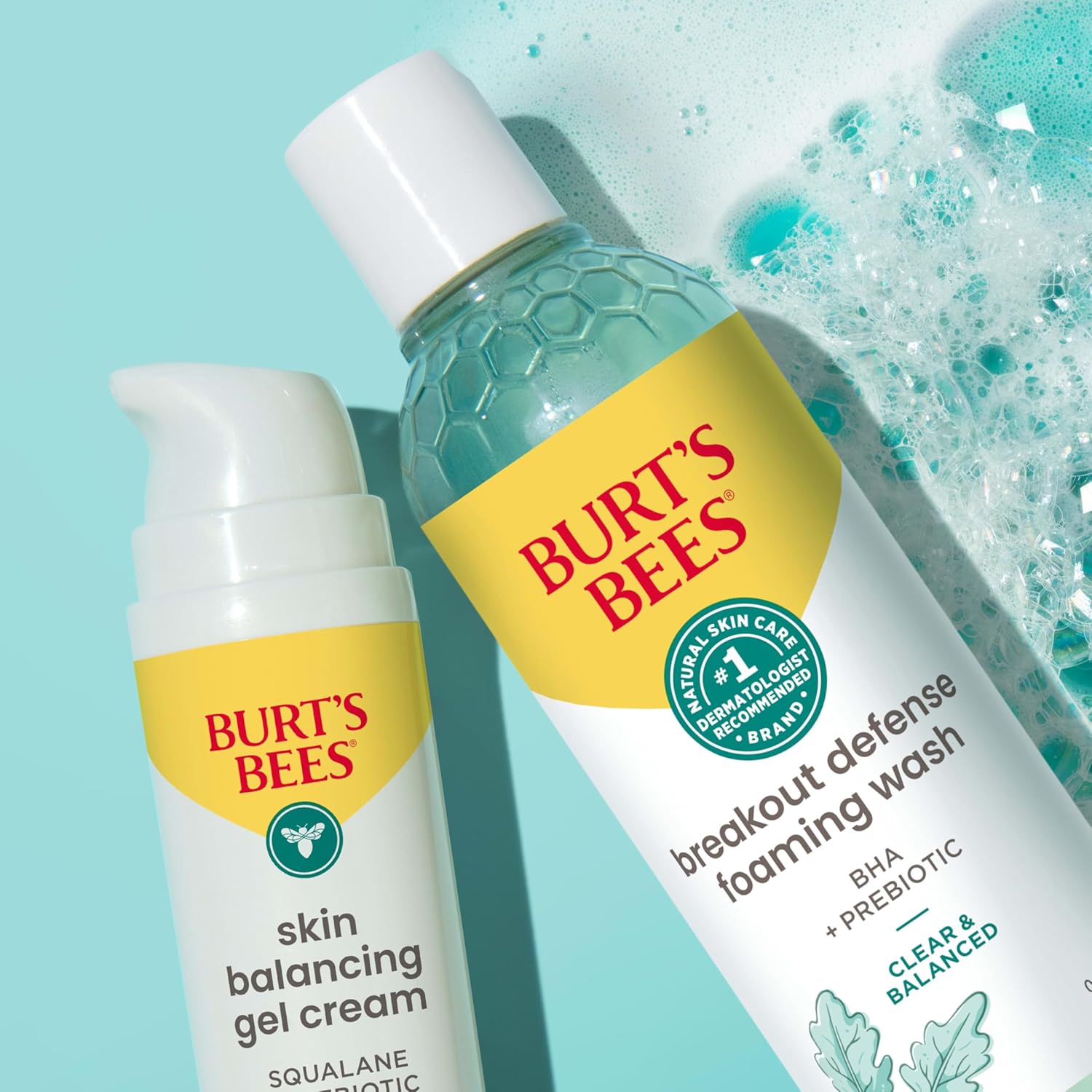 Burt's Bees Lavado facial espumoso, limpiador BHA Breakout Defense para todo tipo de piel, elimina las impurezas y el exceso de aceite facial, con un prebiótico, 8 onzas.