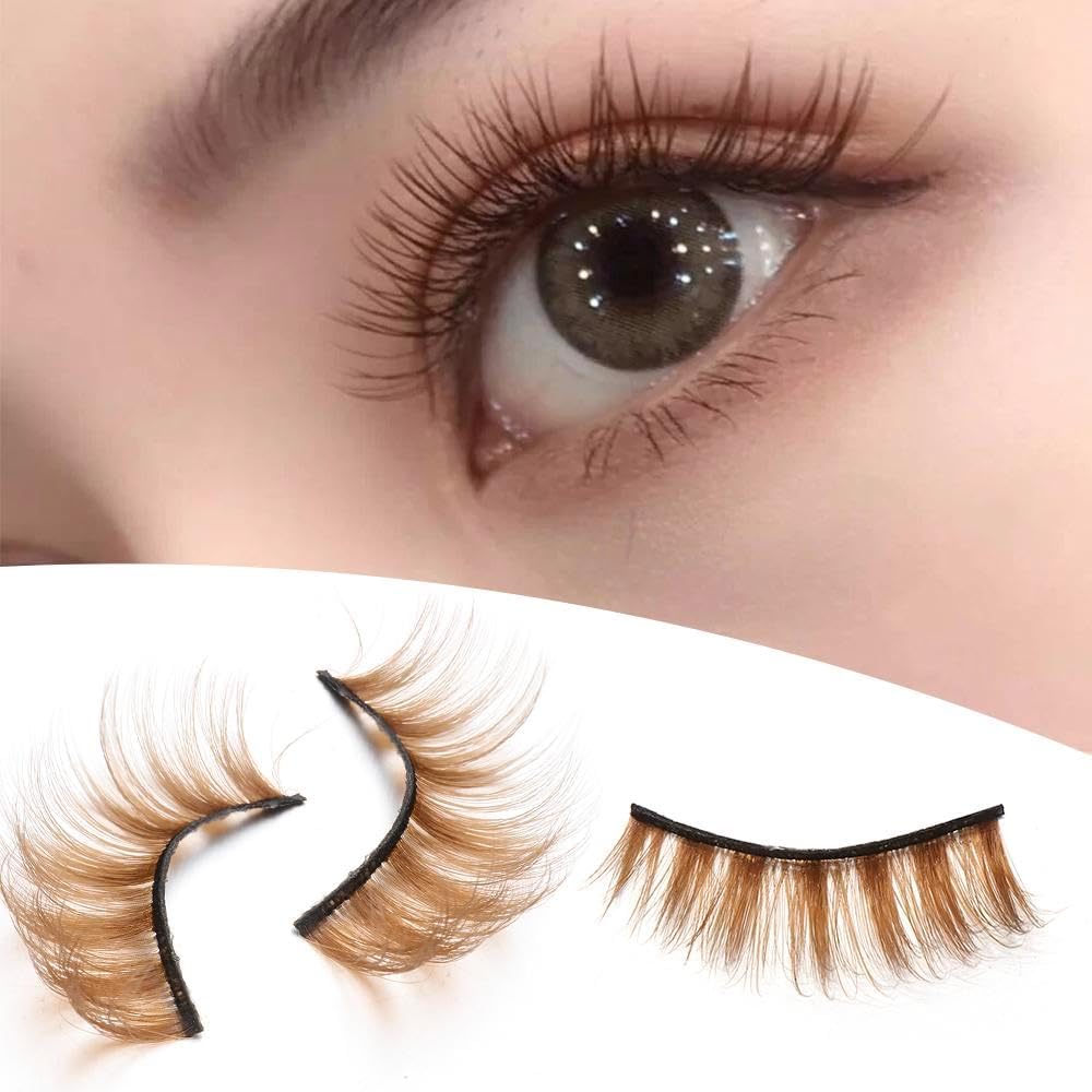 10 Pairs False Eyelashes Brown Natural False Eyelashes Fluffy Cat Eye Mink Eyelashes Volume Long Fluffy False Eyelashes