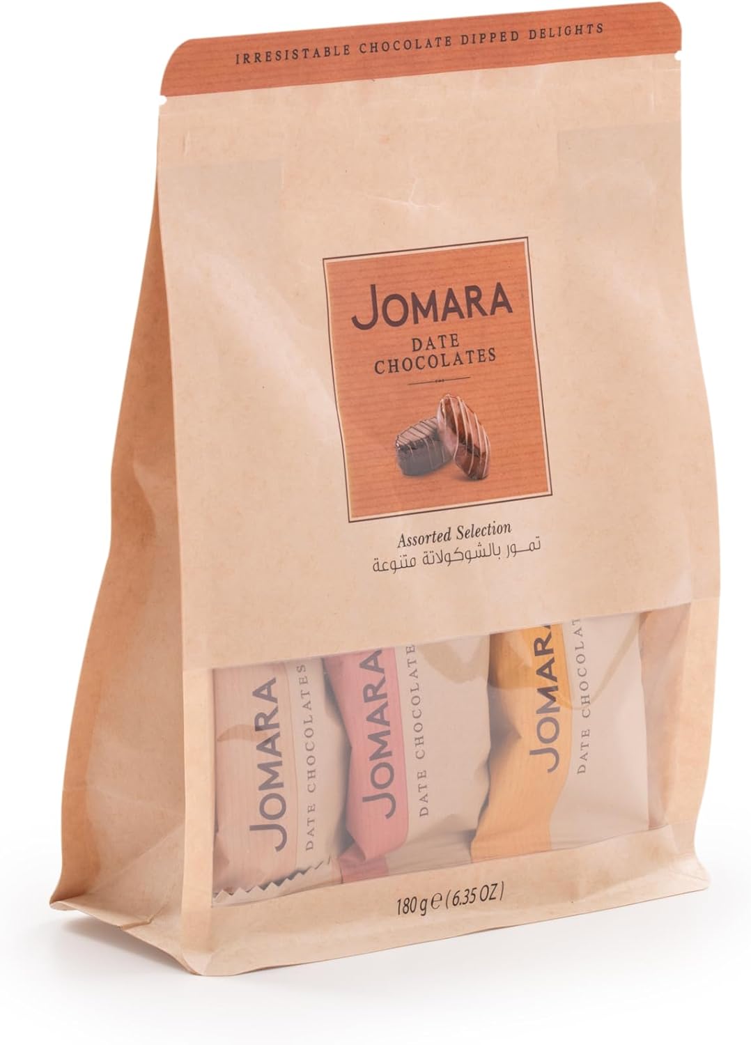 Jomara Dates Chocolate Candy with Dates, 3 Types (Nuts & Orange Peel Filled Date), Premium Filled Dates, 6.3 oz (180 g), Dates Non-GMO, Super Food, Dry Fruits, Sweets