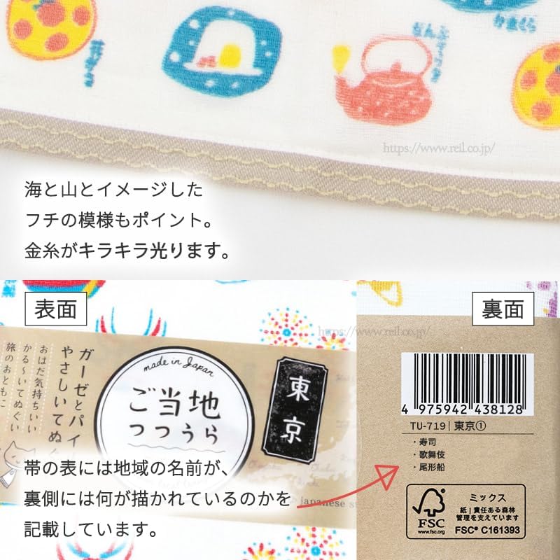 Nissen Shoko Japanese Style Local Tutoraura Tenugui Wind Towel, Tokyo 1. TU-719