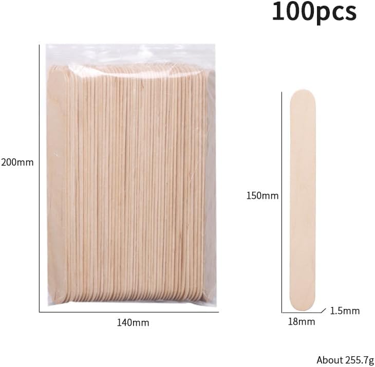 Brazilian Wax Hair Removal Spatula, Pack of 100 Hair Removal Wooden Sticks, Disposable Wood Sticks, For Hair Removal, Waxing, Commercial Use, Beauty Salon, Home Use, DIY Handmade, Arts & Free Study
