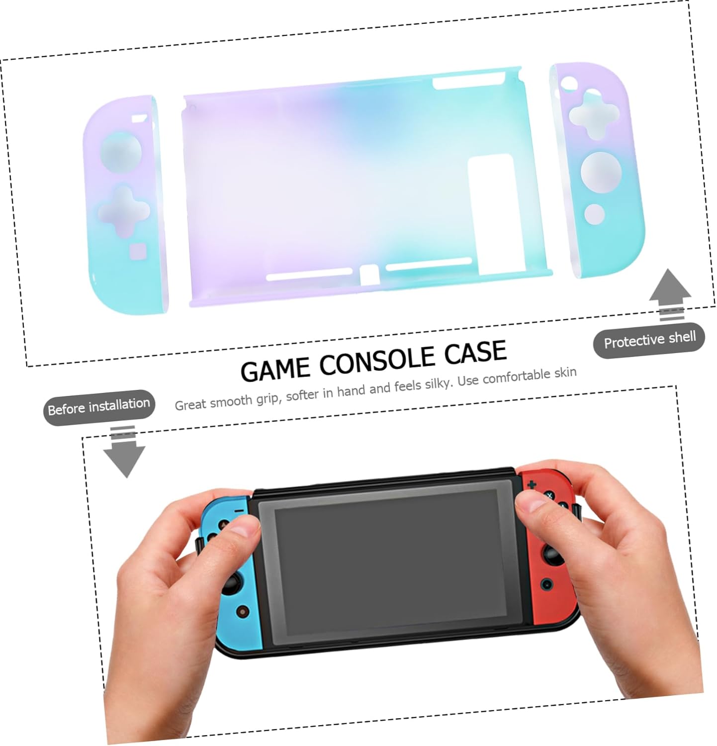 LEDMOMO ゲーム機用 グラデーション透明保護ケース 体式カバー グラデーシ