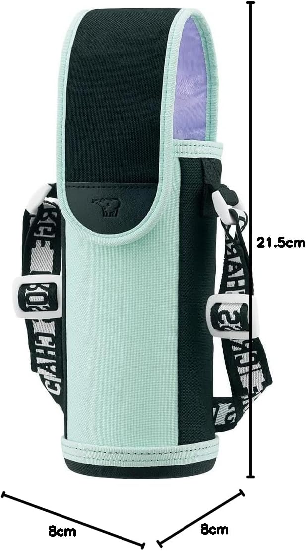 ZOJIRUSHI Stainless Steel Bottle Cover for 480ml Bottles, Shoulder Strap, Machine Washable, Sturdy Bottom for Easy Standing, Pale Mint, MC-BA02-GZ