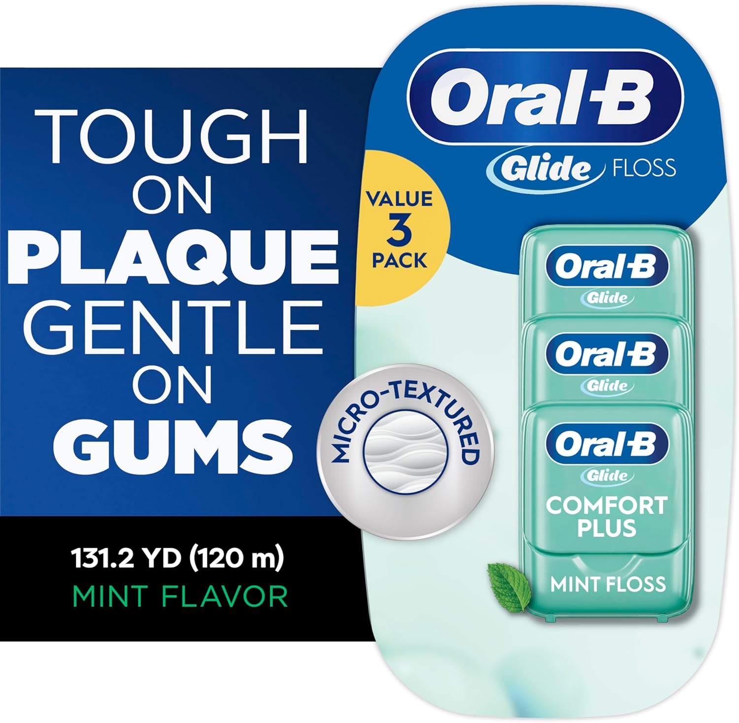 Oral-B Glide Pro-Health Comfort Plus - Hilo dental, menta, 3 unidades