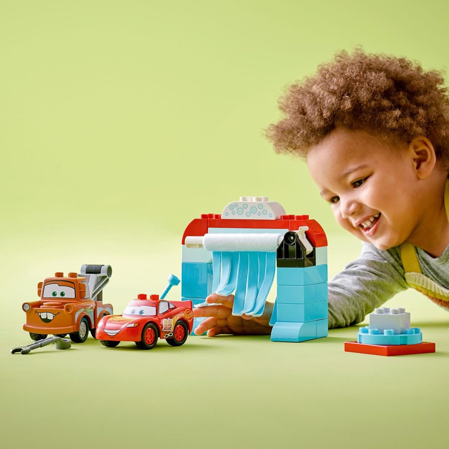 LEGO Duplo Lightning McQueen and Mater Car Wash Toy Blocks, Birthday Present, Educational, Christmas, Boys and Girls, Children, Ages 1.5, 2, 4, Toddlers, Vehicles, Cars, Mini Cars, Pretend Play, Role