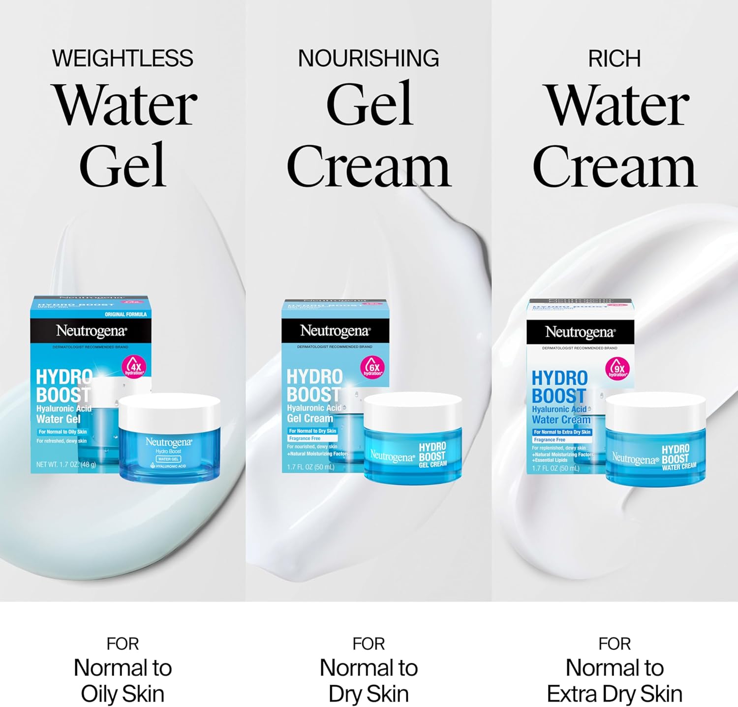 Neutrogena Hyde Boost Hyaluronic Acid Formulated Face Moss Charizer for Dry Skin Aged Free Pore Free No Clogging Water Gel Face Lotion 1.7oz