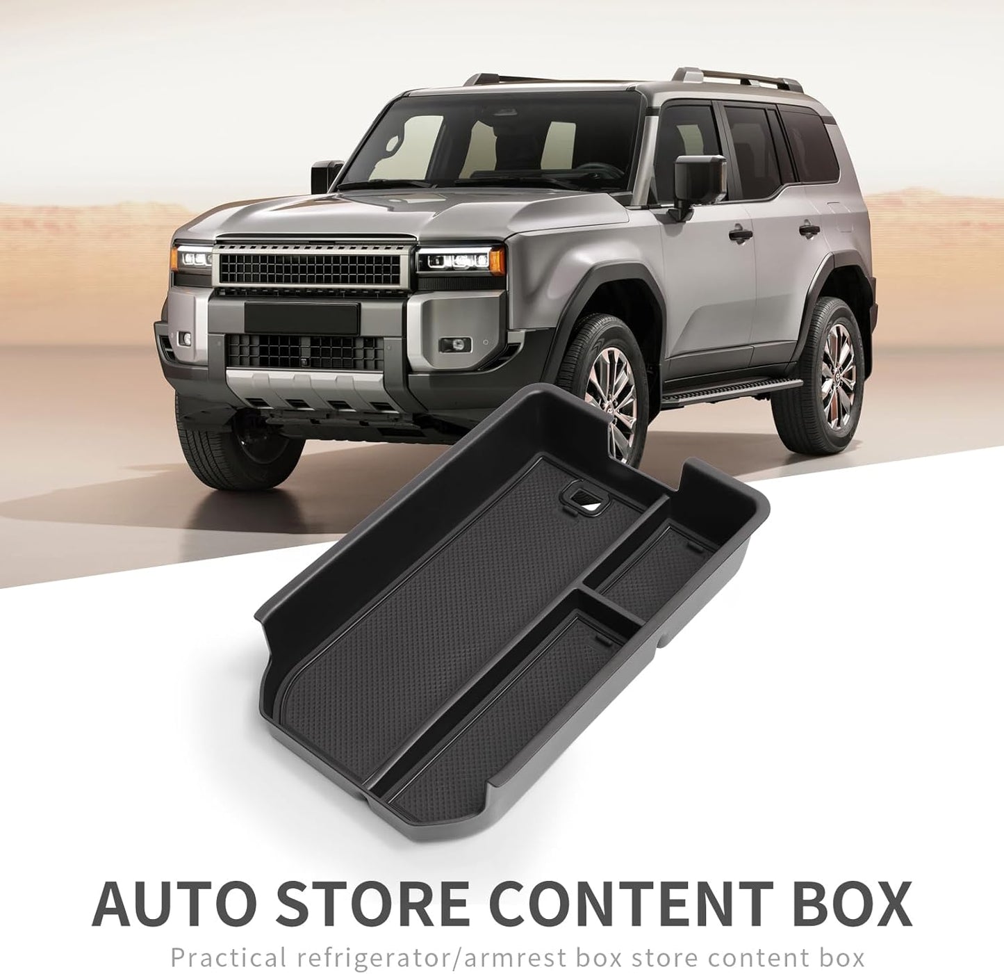 Toyota Land Cruiser 250 Land Cruiser 250 Series Console Box, Land Cruiser 250, 2024, Armrest Box, Storage Box, Small Items, Anti-Slip, Rubber Mat Included, Interior Parts, Accessories, Black