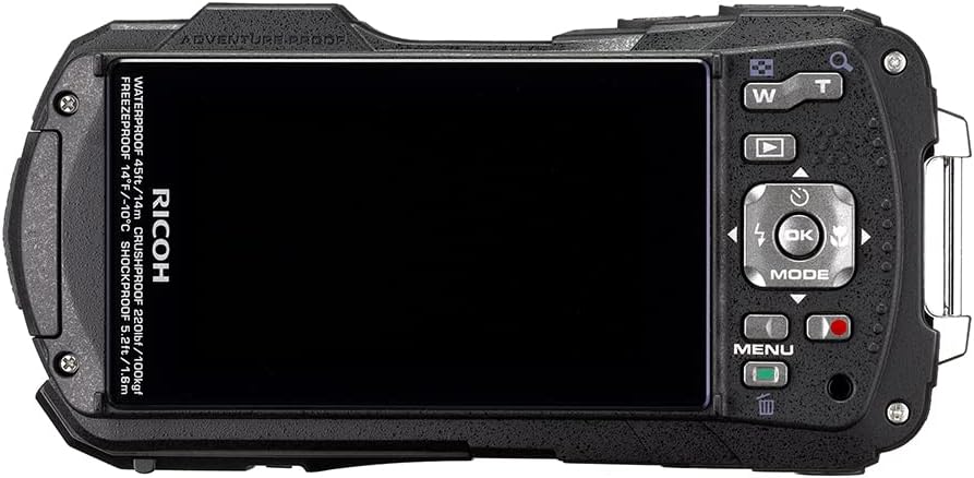 RICOH WG-70 03866 Waterproof Digital Camera, Waterproof to 45.9 Feet (14 m) (2 Hours Continuous), 5.2 Foot (1.6 m) Drop Impact Resistance, Cold Resistant to 14 °F (-10 °C), CALS Mode, Rugged, Black
