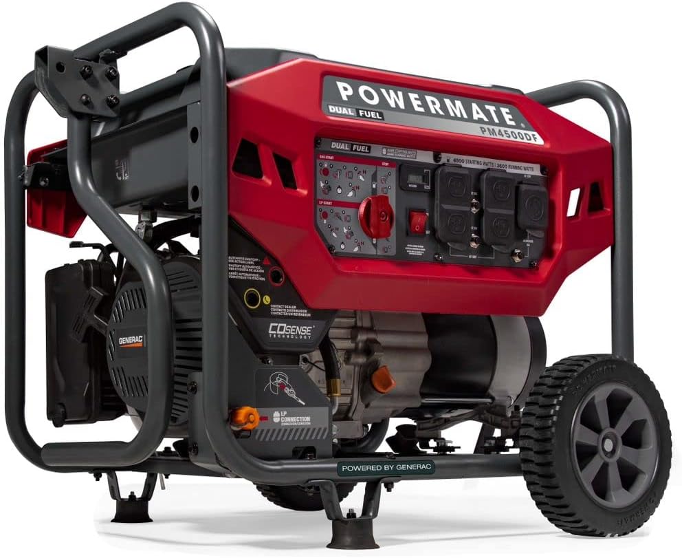 Powermate P0081700 PM4500 4500 Watt Dual Fuel Portable Generator CO-Sense 49-State / CSA, Generac Powered