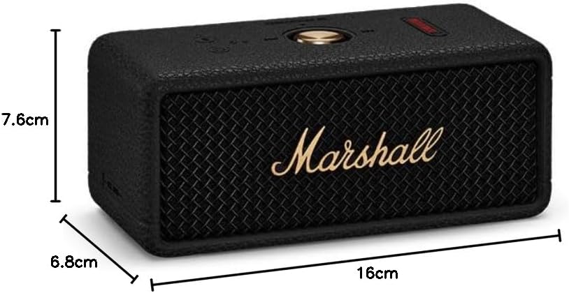 Marshall Wireless Portable Waterproof Speaker Emberton III Black & Brass Continuous Playback 32 Hours/IP67 Waterproof/Compact/Fast Charging [Domestic Genuine Product]