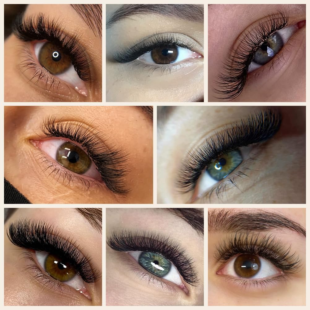 3 Box Eyelash Extensions, 3D Volume, C/D Curl, Thickness 0.04 inches (0.10 mm), Matsueku False Eyelashes, Natural, Popular, 3D Premade Fans Short Stem Eyelashes (D-0.04, 0.43, 0.4, 0.43, 0.5, 0.5,