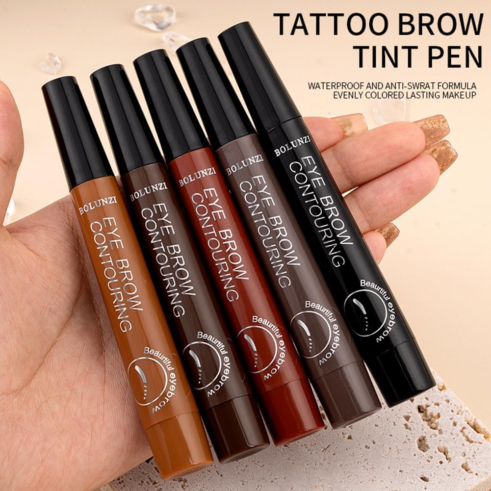 New Feeling Eyebrow 4d Liquid Eyebrow Eyebrow Color Retaining Crisp Vibrant Fork Brush Liquid Eyebrow Waterproof Cosmetic Makeup Pen 4 Tip Eyebrow,4 Tipped Precise Brow Pen, Tiny My 4 Tip Brow #04