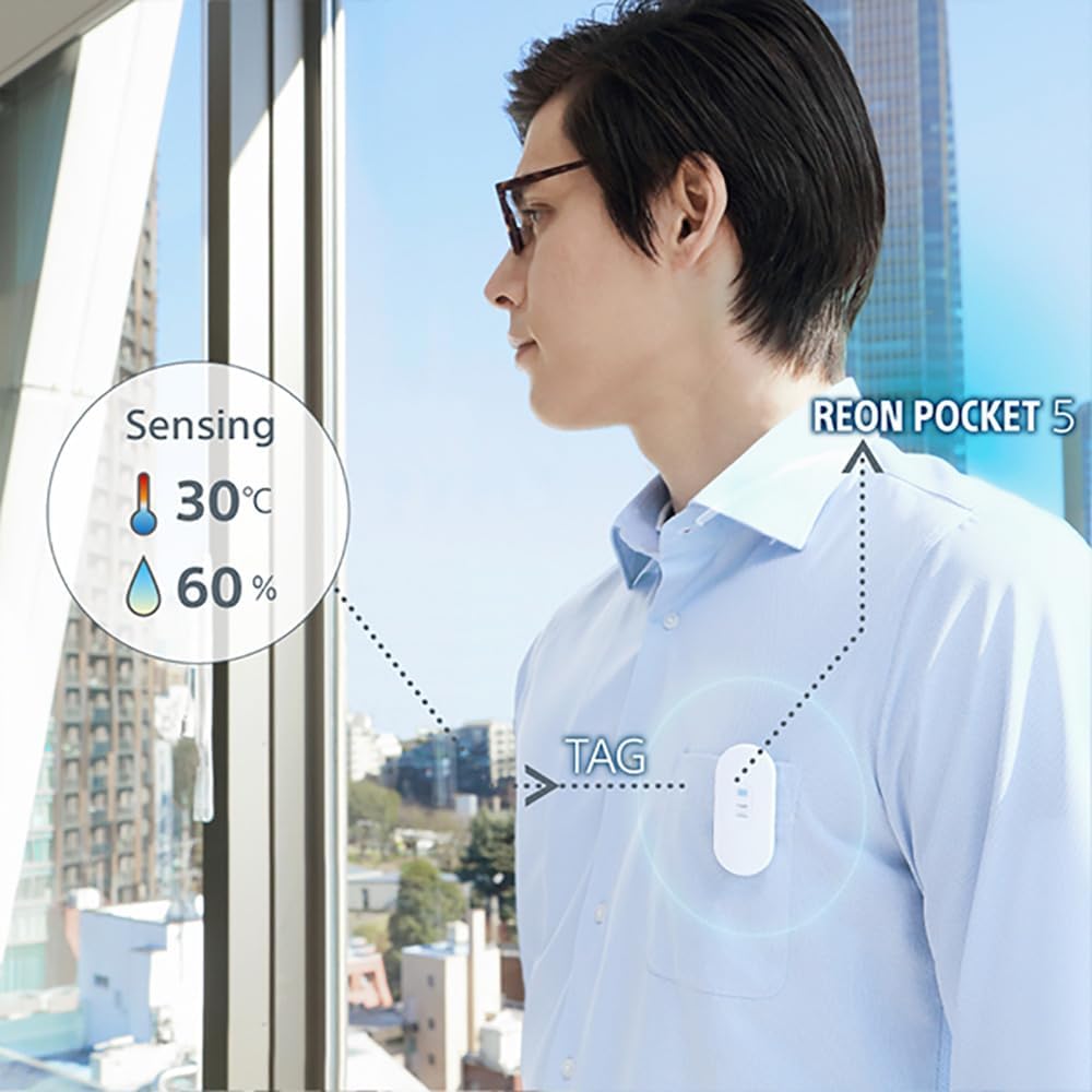Sony REON POCKET 5 (Leon Pocket 5) Sensing Kit, Released in April 2024, Wearable Cooler, Neck Warmer, Neck Heater, Neck Hanging, Peltier Element, Cold and Hot Compatible, Lightweight, Commuting to