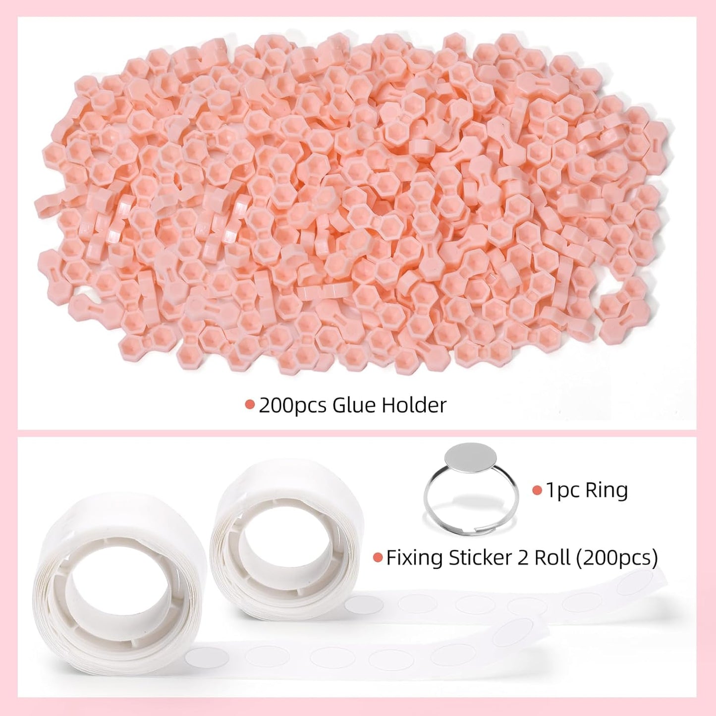 UAKEREDまつげエクステンションゴムカップ200個菱形ミニまつげゴムラック二重穴まつげ接ぎ木供給