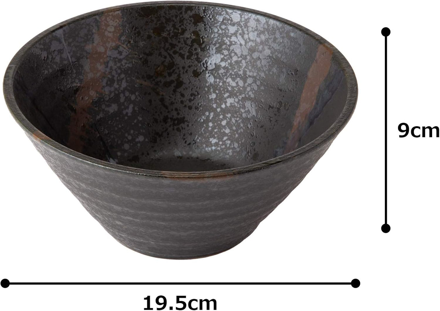 Minoyaki Ramen Bowl / Donburi Bowl Splatted Perpendicular Bowl