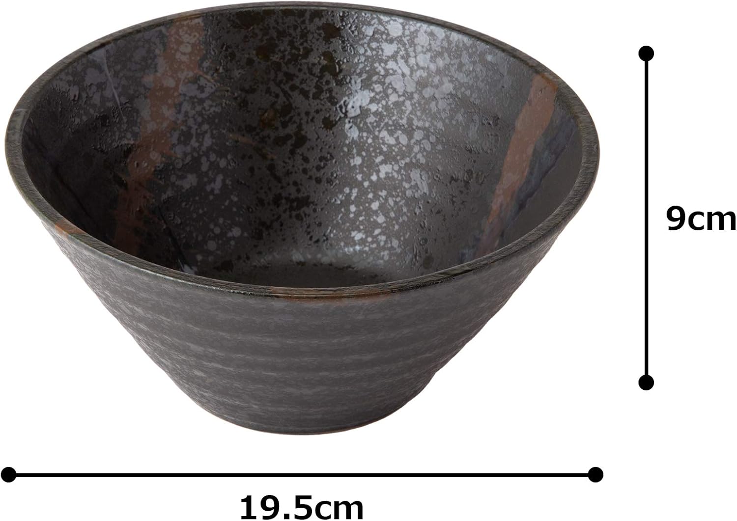 Minoyaki Ramen Bowl / Donburi Bowl Splatted Perpendicular Bowl