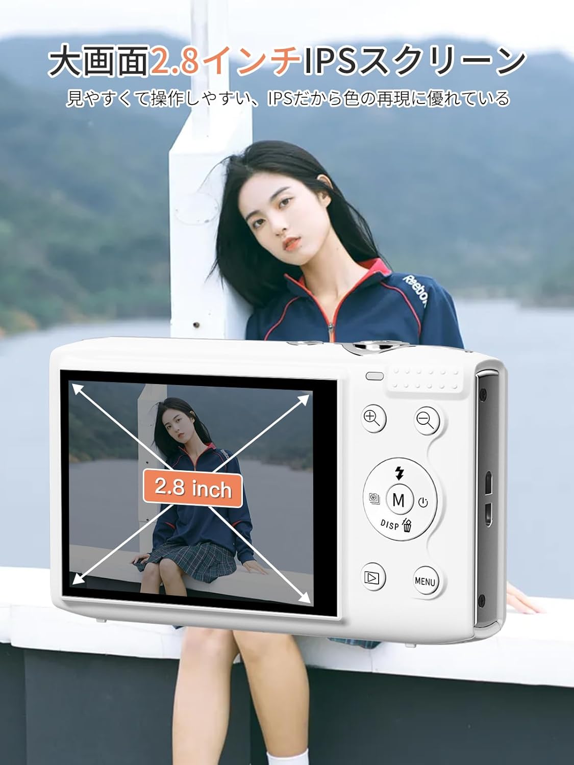 AiMike Digital Camera, 5K Digital Camera, WIFI Transfer Function, 72 Megapixels, 64 GB Micro SD Card, 16x Digital Zoom, Autofocus Function, LED Light, Webcam, 2.8 Inch Large Screen, 2 Batteries