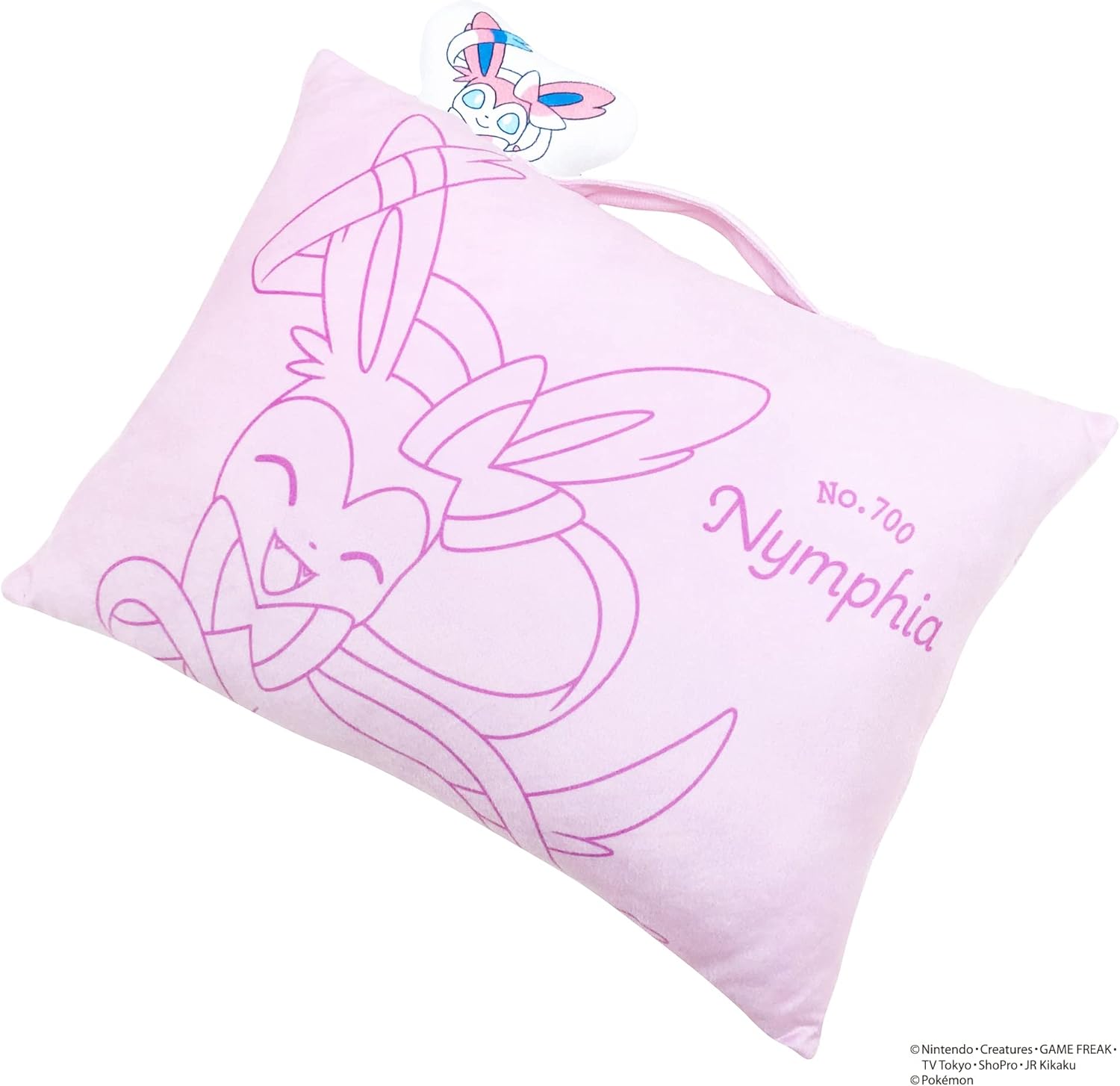 MORiPiLO Plush Pillow Pokemon Nymphia (with Mascot) Handle Attached Compact Cushion Goods Stuffed Toy Nap Pillow 11 x 15.4 x 3.5 inches (28 x 39 x 9 cm) Pink Character Pillow by Morishita