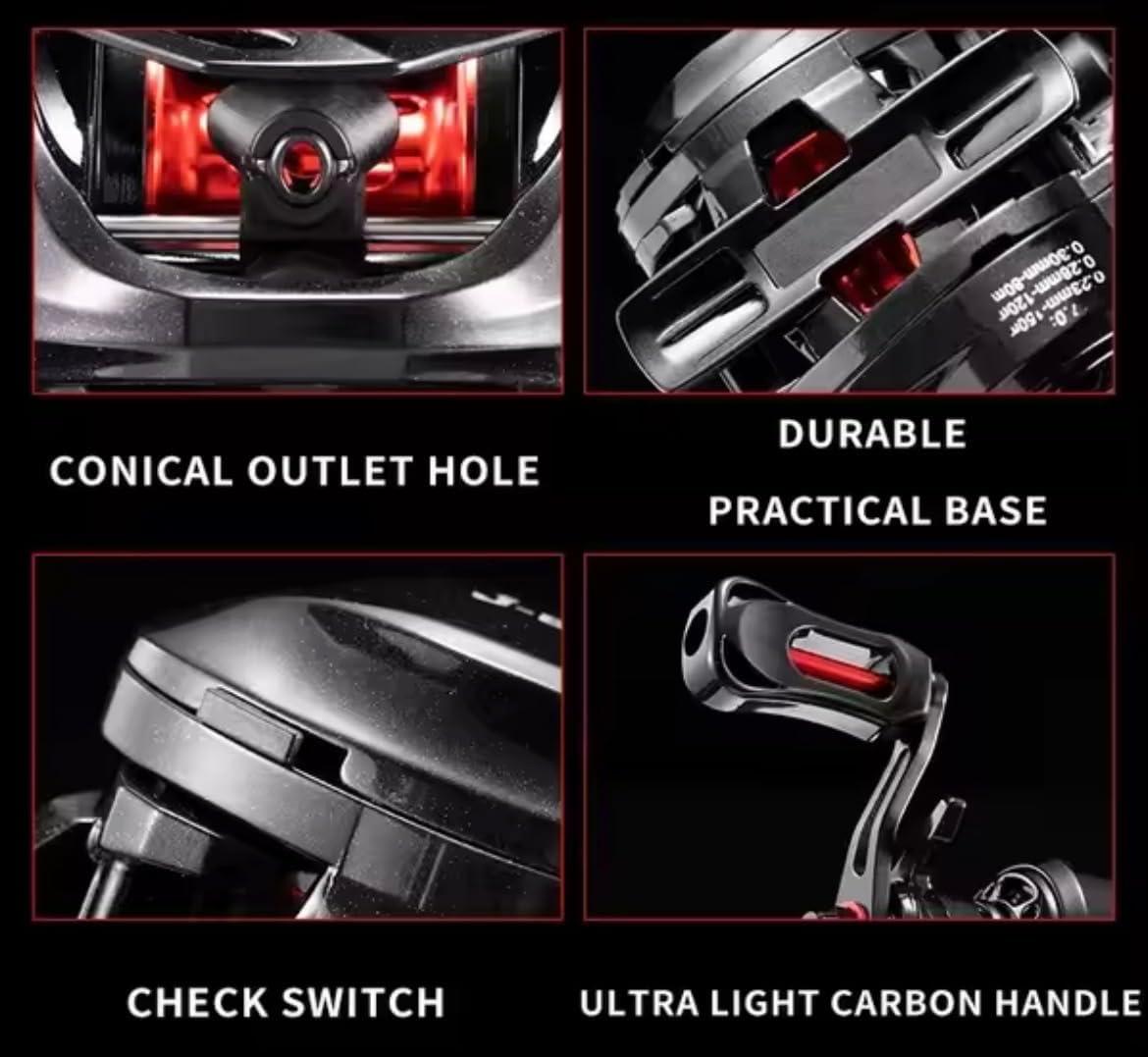 J-BARZILLAI Lightweight 5.3 oz (151 g) Bait Reel, Magnetic Brake, Vertical Reel, Equipped with Drag Sound