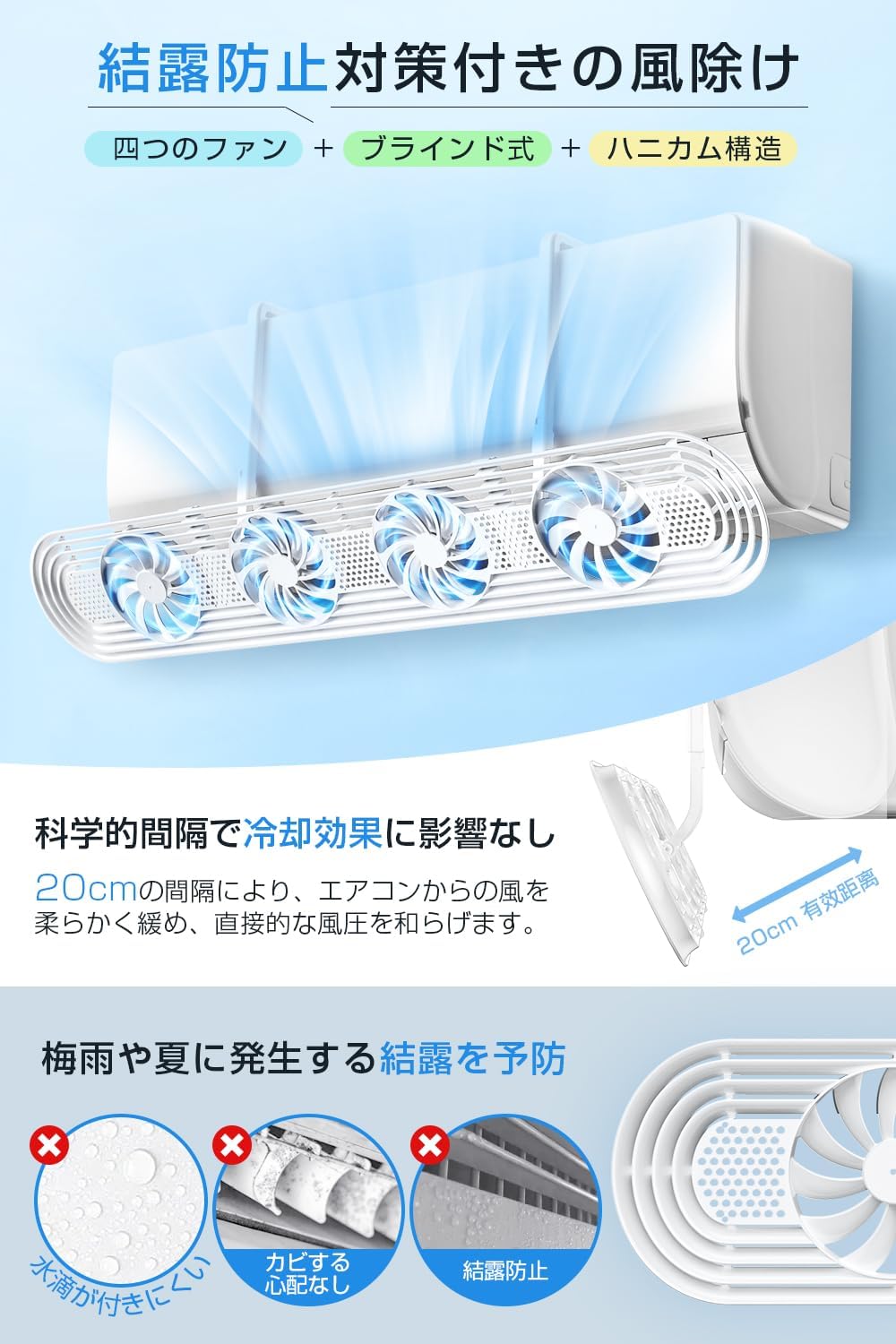 Air Conditioner Wind Cover (2026 Latest Version, 4 Fans Included, Windshield, Circulating Blowout, Fan, Air Wing, Direct Impact Prevention, 180° Adjustable Wind Direction, Extendable, Air Circulation