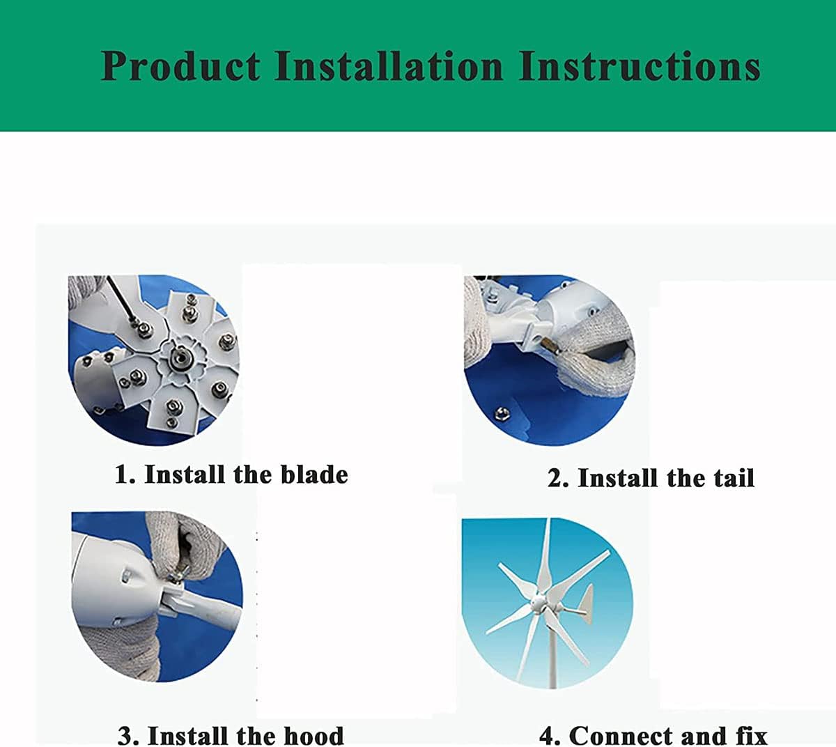 風力タービン、風力タービンジェネレーター 6ブレード低風速始動風力タービン 充電コントローラー付き、24V (12V)