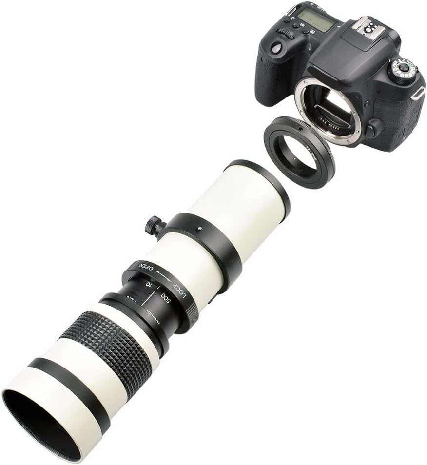 Telephoto Lens 420-800MM Super Telephoto Zoom Lens for Canon EF Mount Camera Fully Manual Focus F / 8.3-16 Multi-Layer MC Coating Film for Bird Watching and More Compatible with Canon EF Mount Camera