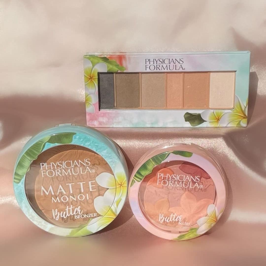 Paleta de sombras de ojos de Physicians Formula Matte Monoi Butter Sombra de ojos natural mate tonos nude sonrojados, para piel sensible, hipoalergénica, nutritiva e hidratante, suave, uso todo el día
