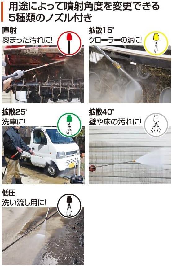 KOSHIN Engine-type High Pressure Washer 17MPa with Wheel Type JCE-1710 Self-Primping Direct Water Connection Agricultural Machinery Strong Cleaning Black