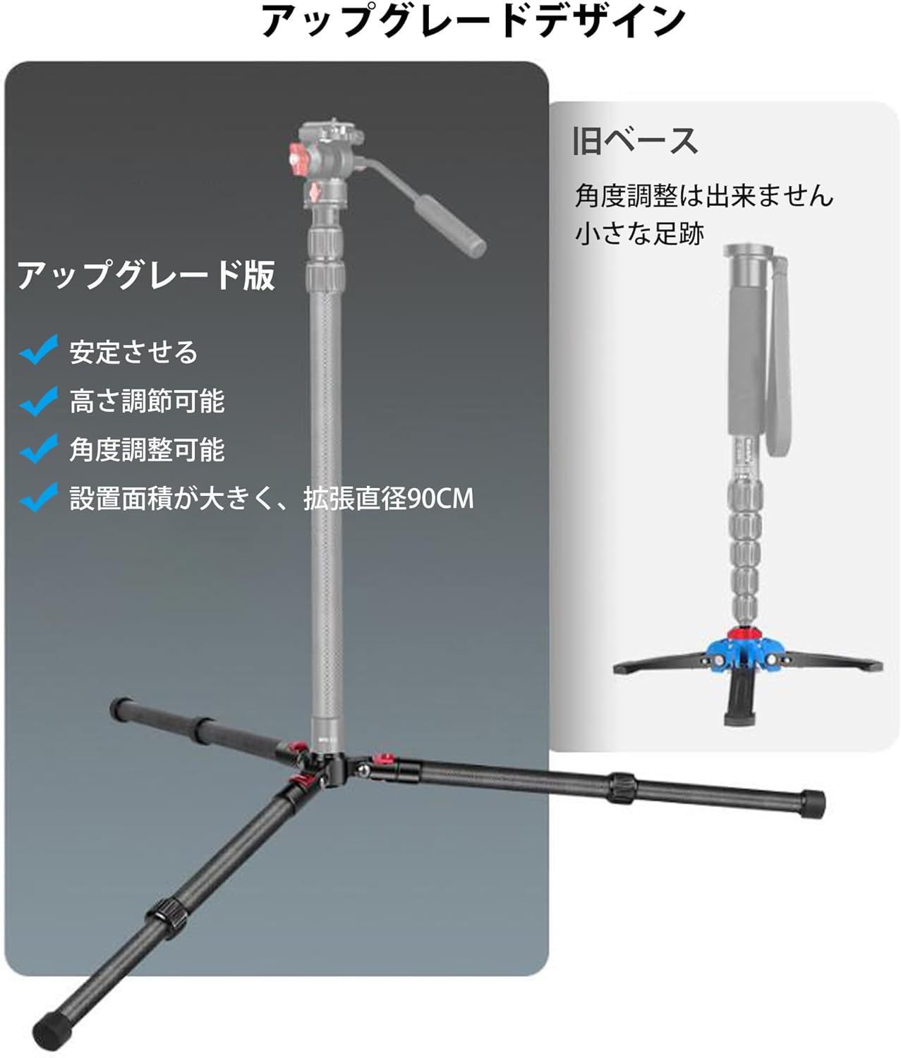 Koolehaoda Camera Tripod Carbon Fiber Monopod Lightweight 3 Level Telescopic Height 185cm Detachable Tripod Base with Video Head Max Load Capacity 15kg for DSLR/Canon/Nikon/Sony Camcorders